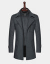 Men's Woolen Coat Double Collar Standard Vertical Zipper Coat Jacket