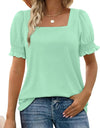 Spring And Summer New Fashion Simple U-neck Petal Sleeve Loose T-shirt