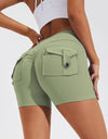 High Waist Hip Lifting Shorts With Pockets Quick Dry Yoga Fitness Sports Pants Summer Women Clothes