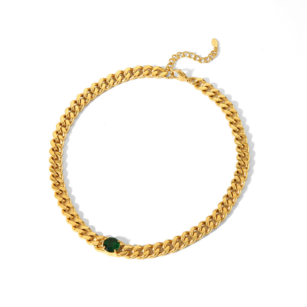 European And American 18K Gold-plated Inlaid Zircon Light Luxury Non-fading Stainless Steel Bracelet Necklace