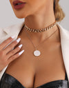 Double Layer White Shell Necklace Fashion Personality Metal