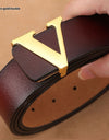 Factory Direct Sales Retro Smooth Genuine Leather Pure Cowhide Letter V Pants Belt