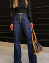 Stitching Washed Denim Stretch Slim Fit Bell-bottom Pants