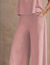 Vibrant Solid Color Casual Pants Set - V Neck Sleeveless Tank Top, Wide Leg Pants With Pocket, Polyester Fabric, Machine Washable - Perfect For Summer, All Season Wear