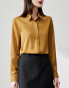 Graceful Satin Top OL Business Clothing Shirt For Women