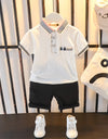 Summer Letter Lapel Short Sleeve Two-piece Suit