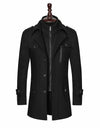 Men's Woolen Coat Double Collar Standard Vertical Zipper Coat Jacket
