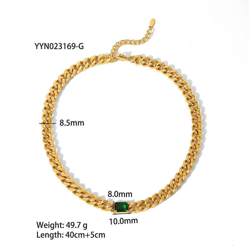 European And American 18K Gold-plated Inlaid Zircon Light Luxury Non-fading Stainless Steel Bracelet Necklace