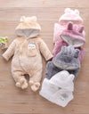 Solid Color Cartoon Baby One-piece Thick Cotton Velvet Suit