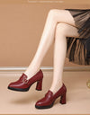Comfortable European And American Low-cut Fashion Square Buckle British Style High Heels