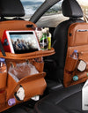 PU Leather Car Storage Bag Multifunction Seat Back Tray Hanging Bag Waterproof Car Organizer Automotive Interior Accessories