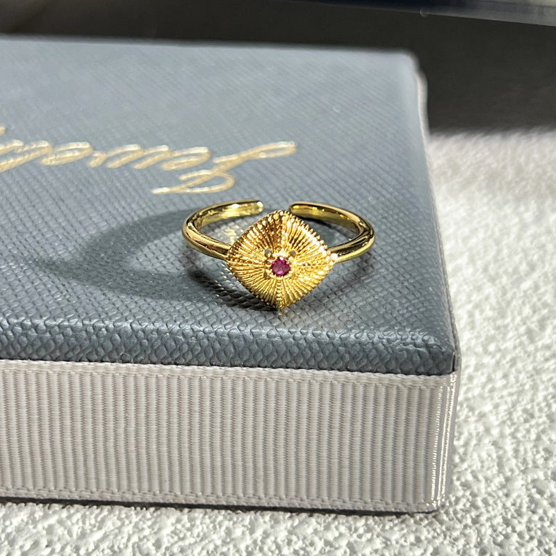 French Rose Zircon Light Luxury High-grade Ring