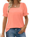 Spring And Summer New Fashion Simple U-neck Petal Sleeve Loose T-shirt