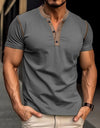Fashion Short-sleeved Polo Shirt Summer Button V-neck T-shirt Tops Mens Clothing