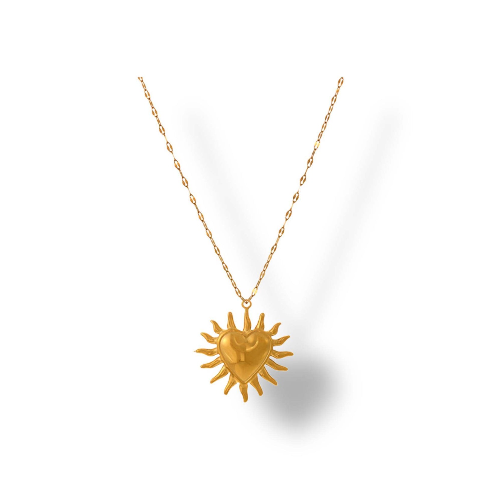 18K Gold Fire SUNFLOWER Love Pendant Necklace