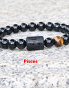 Twelve Constellation Elastic Bracelet Men Obsidian Couple