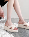 Women's Fashion Cross Thick Wedge-heel Slippers