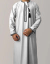 Solid Color Round Neck Embroidered Thick Tassel Oman Gowns Saudi Arabia Men