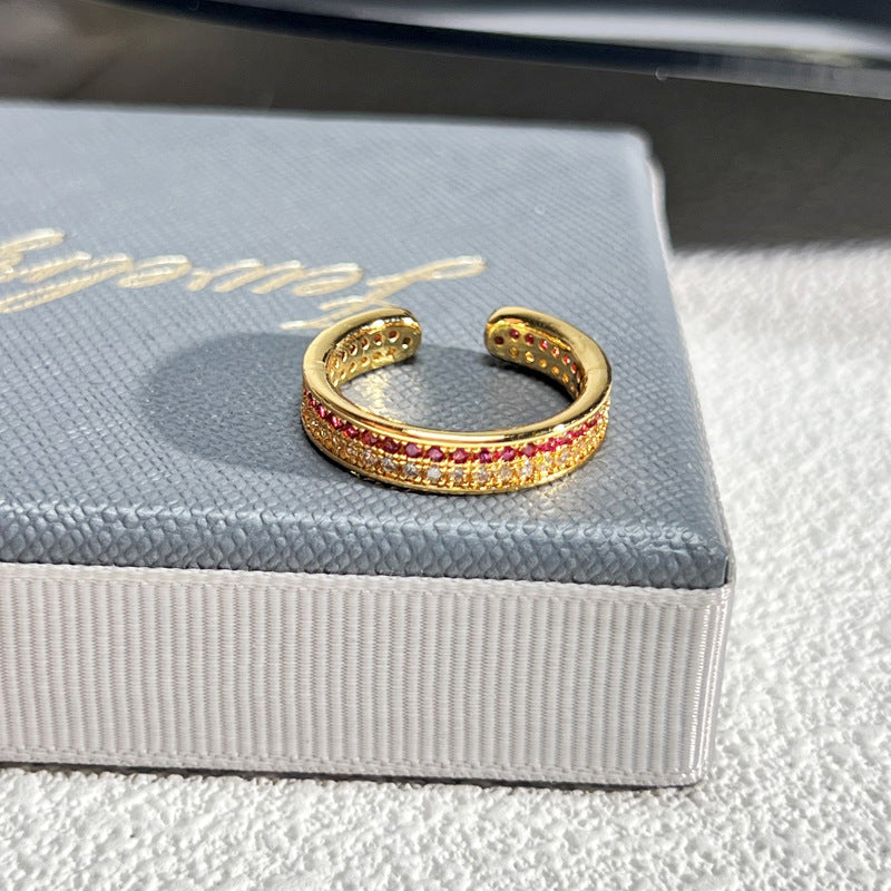 French Rose Zircon Light Luxury High-grade Ring