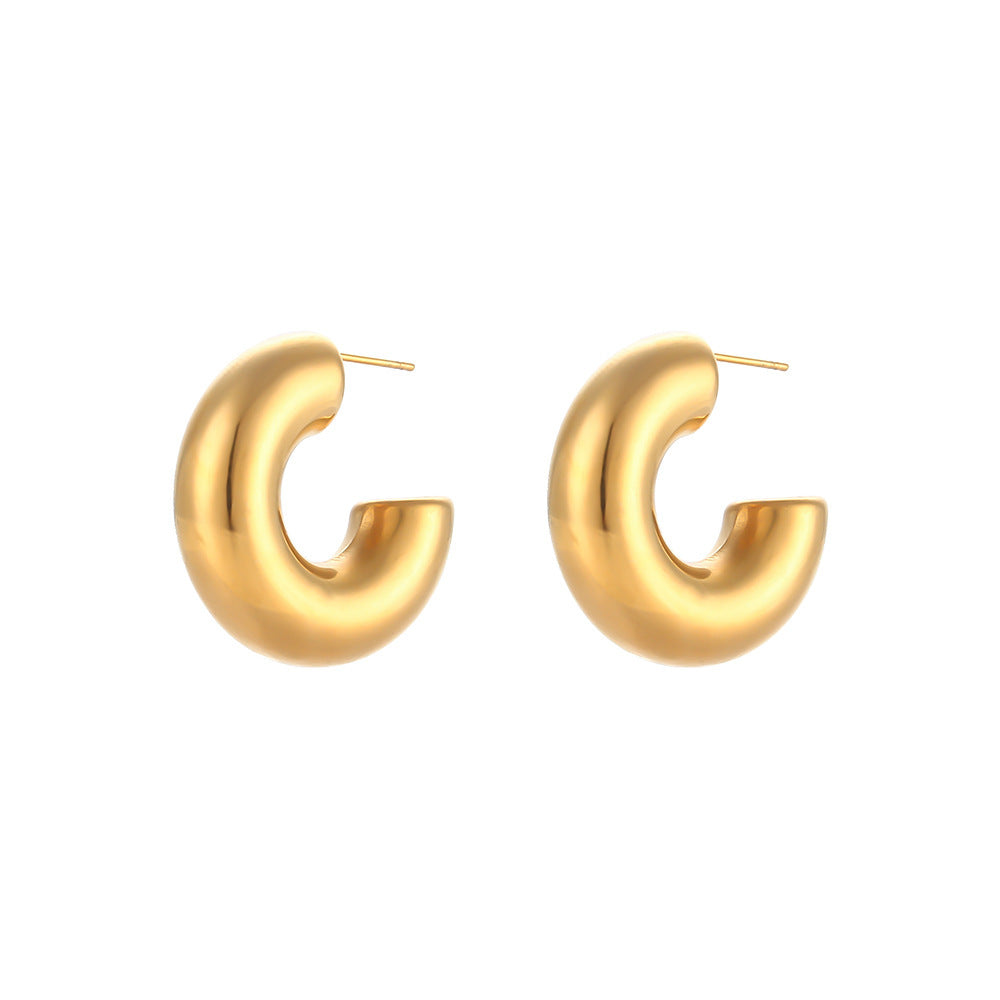 Cylindrical Hollow Ear Ring Women