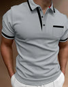 Men's Casual Square Collar Double Buckle Printed Short Sleeve