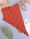 European And American Women's See Through Hollow Knitted Skirt With Slanted Fringe Beach
