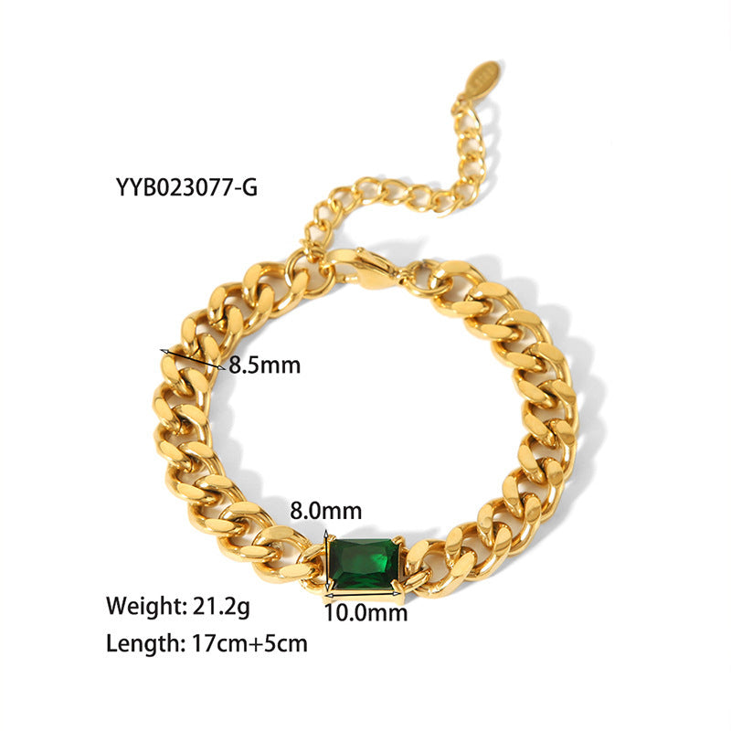 European And American 18K Gold-plated Inlaid Zircon Light Luxury Non-fading Stainless Steel Bracelet Necklace