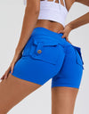 High Waist Hip Lifting Shorts With Pockets Quick Dry Yoga Fitness Sports Pants Summer Women Clothes