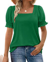 Spring And Summer New Fashion Simple U-neck Petal Sleeve Loose T-shirt