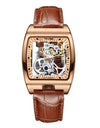 Casual Men's Leather Belt Automatic Mechanical Watch Long Movement Hollow Watch