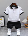 Summer Letter Lapel Short Sleeve Two-piece Suit