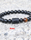 Twelve Constellation Elastic Bracelet Men Obsidian Couple