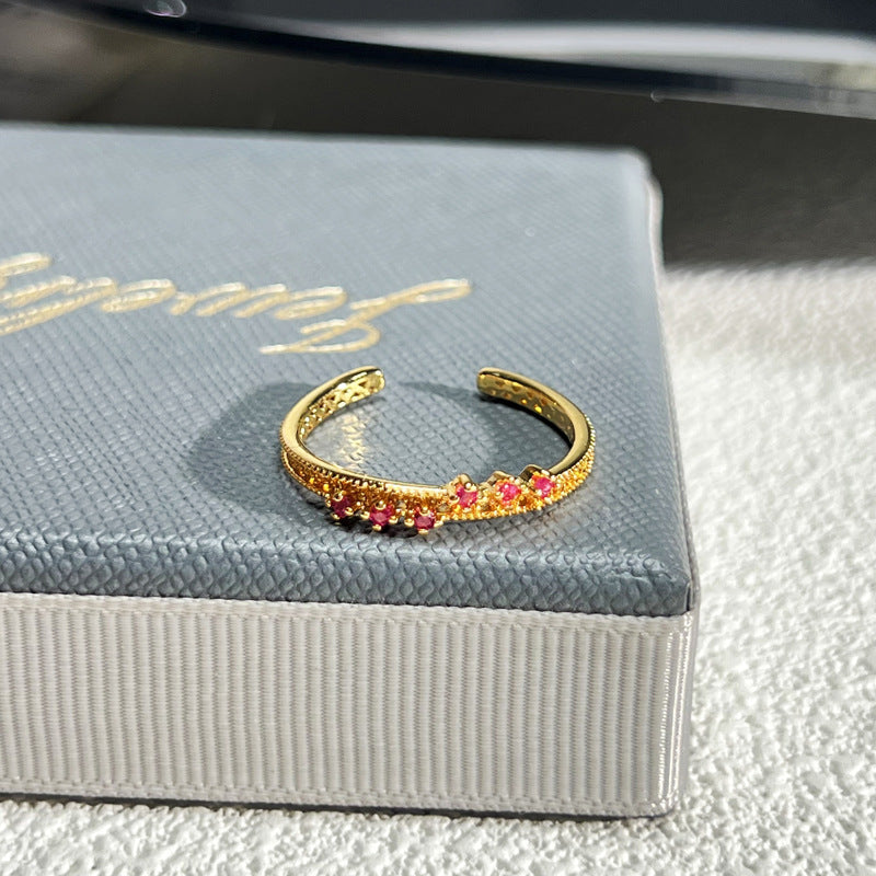 French Rose Zircon Light Luxury High-grade Ring