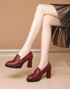 Comfortable European And American Low-cut Fashion Square Buckle British Style High Heels