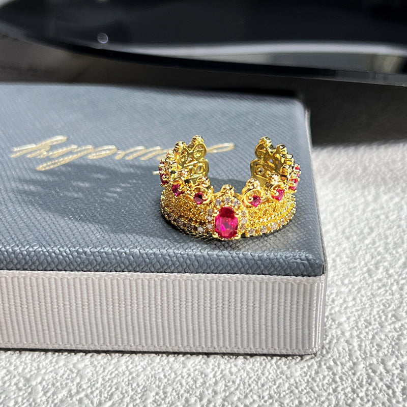 French Rose Zircon Light Luxury High-grade Ring