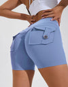 High Waist Hip Lifting Shorts With Pockets Quick Dry Yoga Fitness Sports Pants Summer Women Clothes