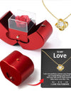 Fashion Jewelry Box Red Apple Christmas Gift Necklace Eternal Rose For Girl Mother's Day Valentine's Day Gifts With Artificial Flower Rose Flower Jewelry Box