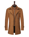 Men's Woolen Coat Double Collar Standard Vertical Zipper Coat Jacket