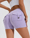 High Waist Hip Lifting Shorts With Pockets Quick Dry Yoga Fitness Sports Pants Summer Women Clothes