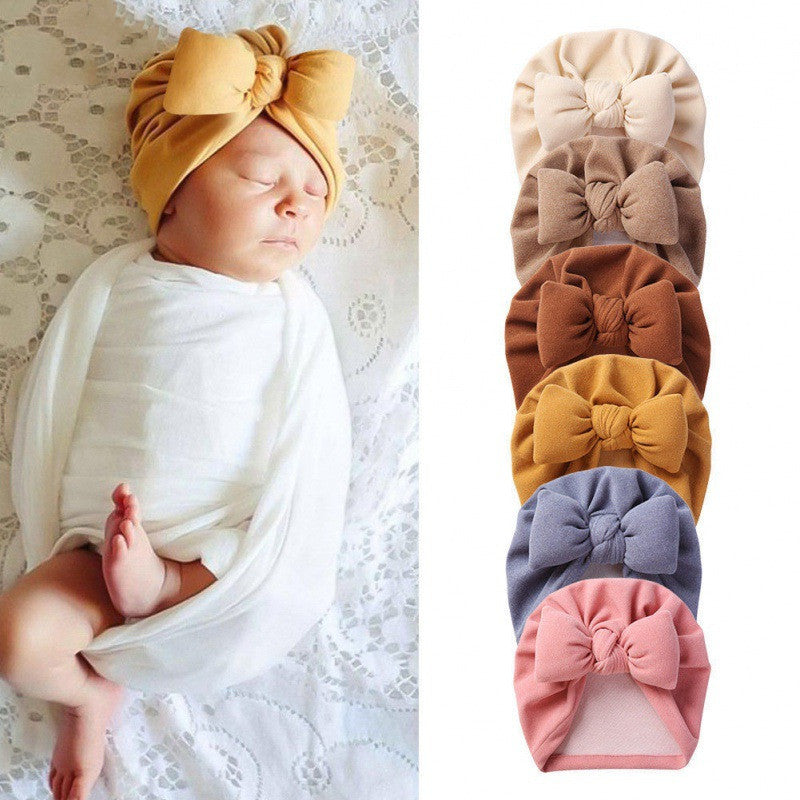 New Style Cashmere Baby Pullover Hat Cotton Filled Bow