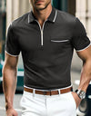 Summer New Men's Zipper Loose Casual Pocket Men's Sports Polo Shirt