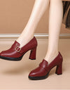 Comfortable European And American Low-cut Fashion Square Buckle British Style High Heels