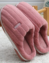 Home Cotton Slippers Women's Winter Plus Size Striped Plush Indoor
