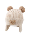 Baby Hat Warm Earflaps Cap Cute Bear Baby Knitted Woolen Cap