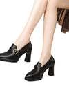 Comfortable European And American Low-cut Fashion Square Buckle British Style High Heels