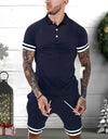 Mens Short Sets 2 Piece Outfits Polo Shirt Fashion Summer Tracksuits Casual Set Short Sleeve And Shorts Set For Men