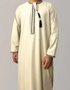 Solid Color Round Neck Embroidered Thick Tassel Oman Gowns Saudi Arabia Men