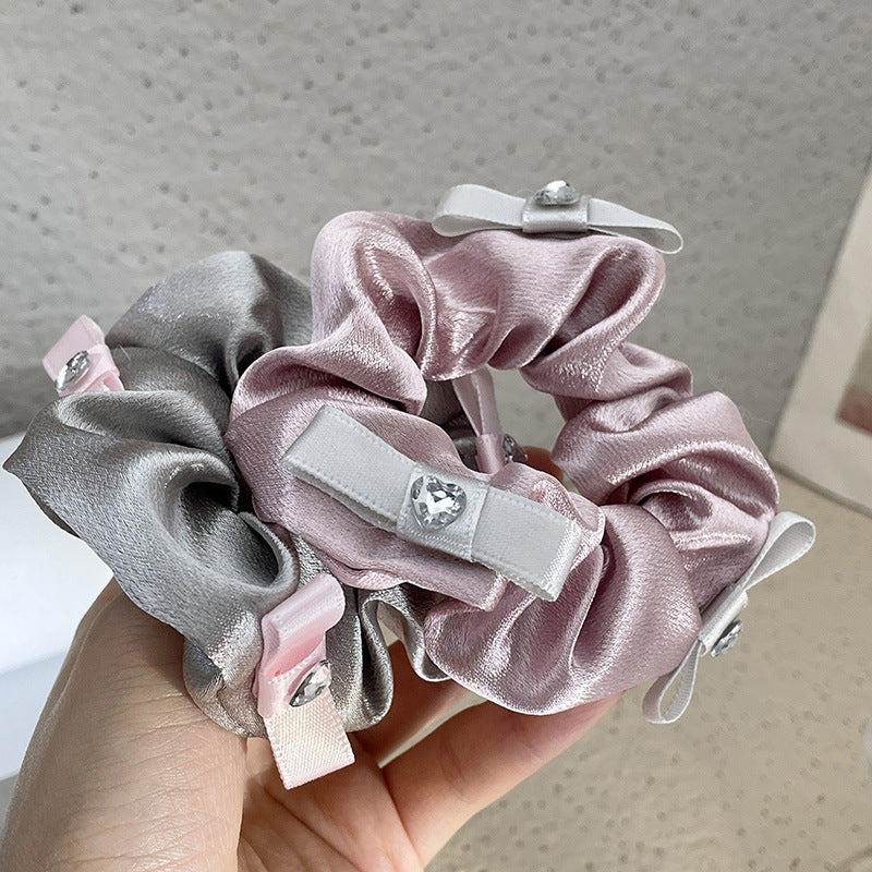 Satin Bow Fabric Large Intestine Hair Ring For Women