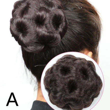 High Temperature Silk Wig Hair Ring, Hair Bun, Nine Flower Ball Head Bridal Costume Plate