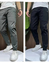 Men's Ice Silk Stitching Six-pocket Embroidery High Elastic Casual Pants